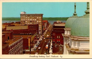 View Overlooking Broadway East to Ohio River, Paducah KY Vintage Postcard U77