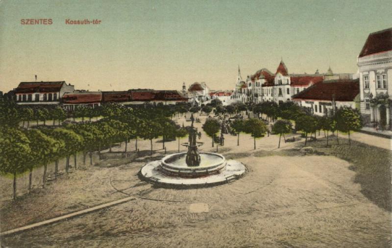 hungary, SZENTES, Kossuth-Ter, Fountain (1910s)