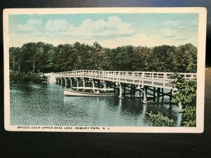 Vintage Postcard 1915-1930 Bridge Upper Deal Lake Asbury Park New Jersey