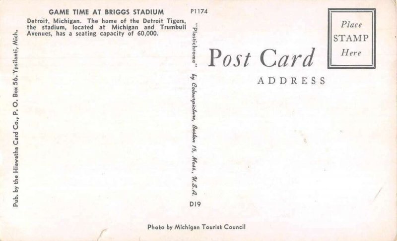 Detroit Michigan Briggs Stadium Detroit Tigers Vintage Postcard AA37157 