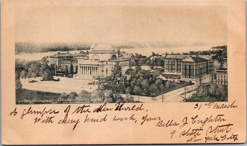 View of Columbia University and Surroundings, Pre-1908 UDB Vintage Postcard L02