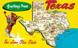 USA Greetings From Texas Map Vintage Postcard 08.13
