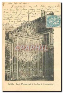 Old Postcard Sens Front Gate of the Court of Archeveche