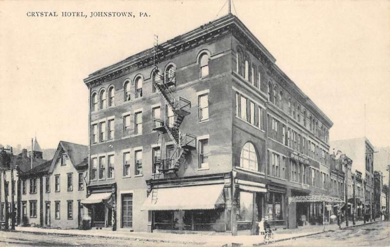 Johnstown Pennsylvania Crystal Hotel Street View Antique Postcard K56551