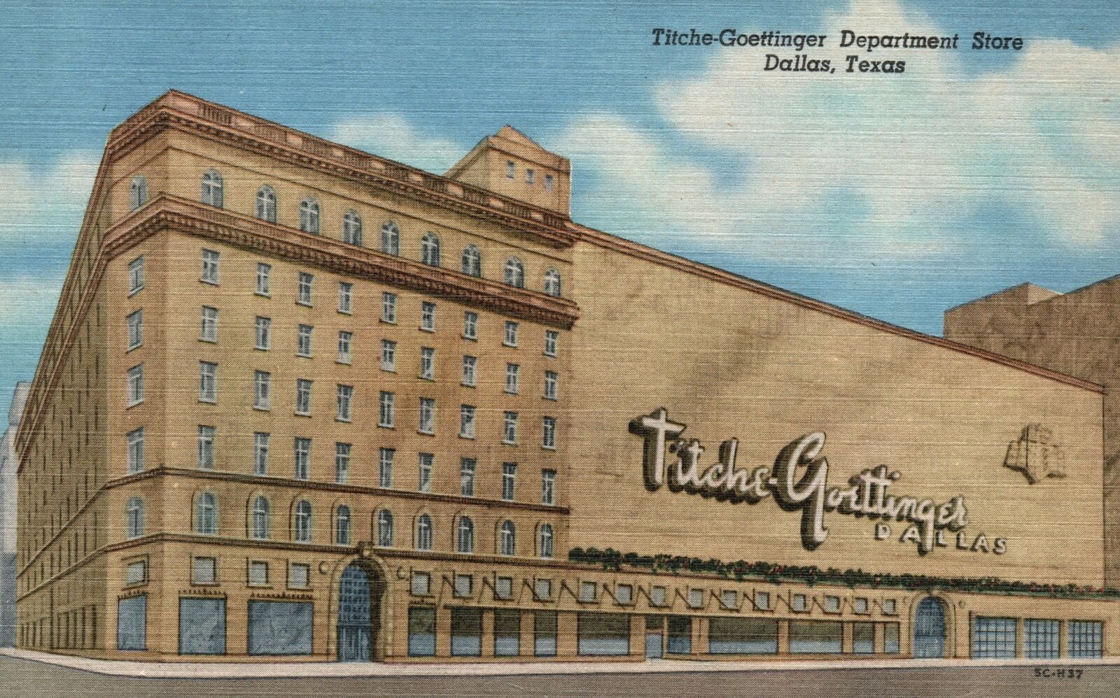 Vintage Postcard 1930's TitcheGoettinger Department Store Bldg. Dallas