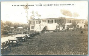 WASHINGTON NJ SCALLA'S PRIVATE AMUSEMENT PARK ANTIQUE REAL PHOTO POSTCARD RPPC