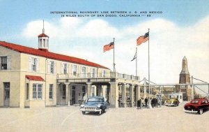 International Boundary Line US/Mexico Border San Diego Tijuana Vintage Postcard