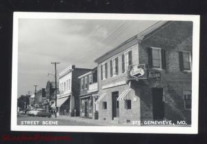 RPPC STE. GENEVIEVE MISSOURI DOWNTOWN STREET SCENE OLD CARS REAL PHOTO POSTCARD