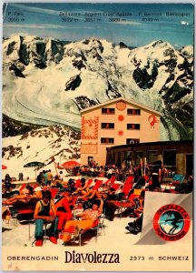 Oberengadin Diavolezza Bergstation Switzerland Crowds on Beach Mountain Postcard