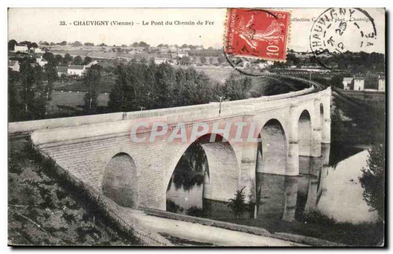 Old Postcard Chauvigny The Railway Bridge