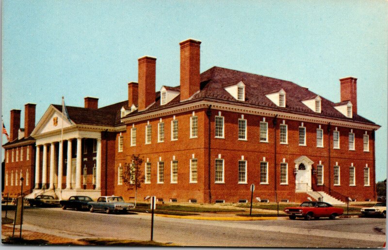 Vtg 1960s John G Townsend Memorial Building Old Cars Dover Delaware DE Postcard