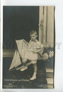 443639 Prince Wilhelm of Prussia w/ SHIP TOY Vintage PHOTO postcard