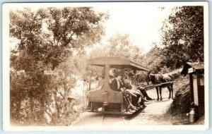 RPPC  MT. LOWE RAILWAY, California  CA   MULE PUSHING TROLLEY 1915 Postcard