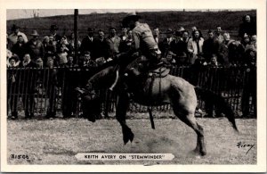 Rodeo Cowboy Keith Avery on Stemwinder Vintage Postcard V61