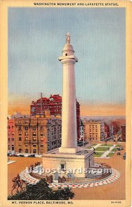 Washington Monument & Lafayette Statue in Baltimore, Maryland