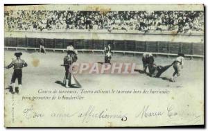 Old Postcard Bullfight Bullfight Torero attracting the bull outside the barri...