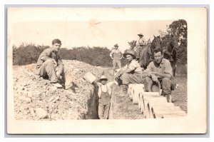 RPPC Lot of 2 Horse Drawn Cart and Irrigation Ditch Diggers Kiel WI Postcard Y15