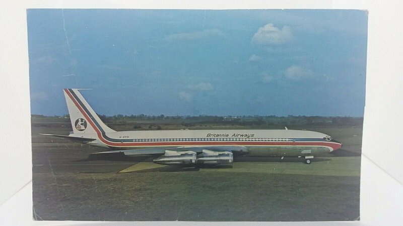 Vintage Postcard Britannia Airways Boeing 707 320C Long Range Jet Aircraft