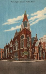 Dallas Texas,First Baptist Church Cathedral Religious Building Vintage Postcard