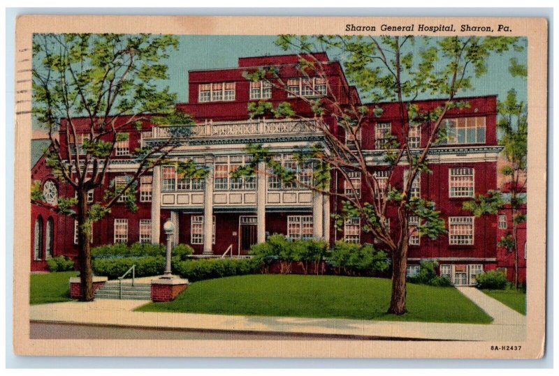 1957 Sharon General Hospital Building Sharon Pennsylvania PA Vintage Postcard 