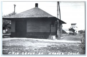 c1960 Crip Depot Harper Iowa IA Railroad Train Depot Station RPPC Photo Postcard