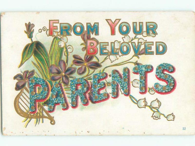 Pre-Linen LANGUAGE OF FLOWERS - PARENTS - SPELLED IN FLOWERS J3606