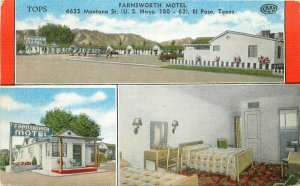 El Paso Texas Farnsworth Motel 1940s Postcard Shaul Kropp 21-4245