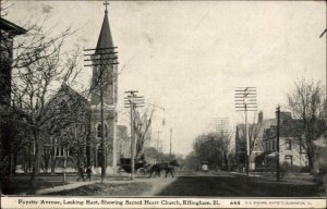 Effingham IL Illinois Fayette Ave c1910 Postcard