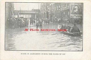 PA, Allegheny, Pennsylvania, Flooded Street Scene, Flood Of 1907, Row Boat