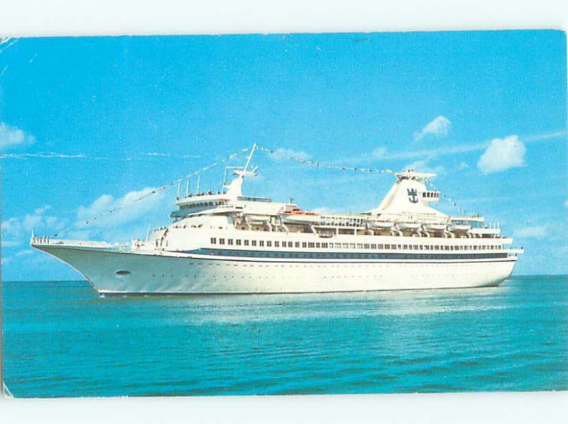 Damaged Back Pre-1980 BOAT SCENE Royal Caribbean Cruise Lines Ship Boat AF4397