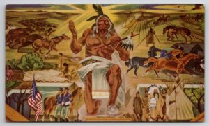 Mural Indian Of The Plains By Sgt Chavez Fort France Warren Wyoming Postcard N23