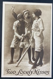 Mint USA Picture Postcard Women Baseball Two Lovely Misses