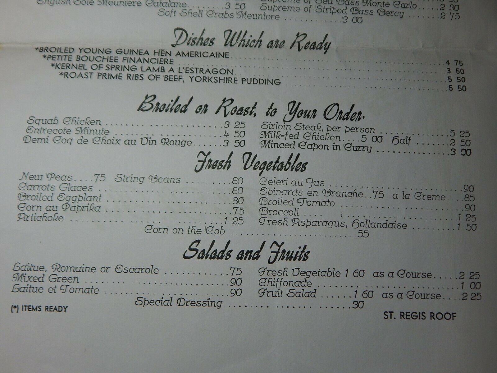 Vintage 1950 The St. Regis Restaurant Menu 5th Ave New York City ...