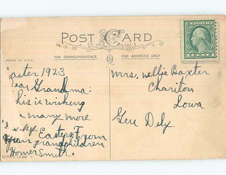 1923 Easter BIRD AND GREETING MESSAGE o5775