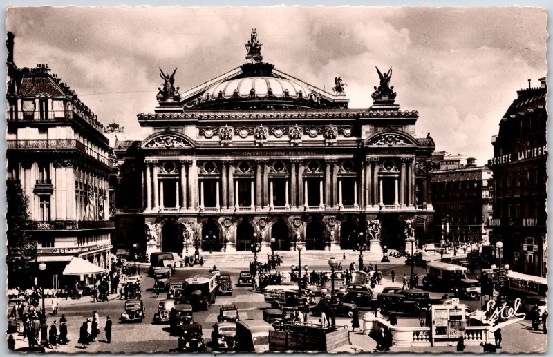 Place Of The Opera Paris France Entertainment Building Real Photo RPPC Postcard