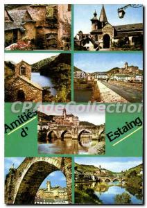 Postcard Old Estaing Aveyron Cabrespine Lot Valley Chateau and the Bridge