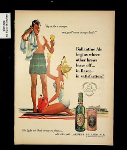 1951 America Largest Selling Ale Ballantine Ale Vintage Print Ad 015716