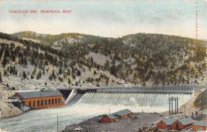 Hauserlake Montana Dam Waterfront Birdseye View Antique Postcard K78103