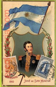 ah0075 - ARGENTINA - VINTAGE POSTCARD -  Jose de San Martin - 1910 - EMBOSSED