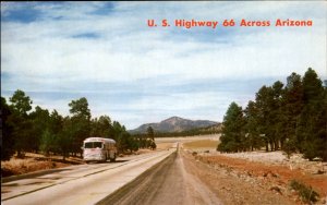 Arizona Between Flagstaff & Williams Route 66 Bus c1950-60s Vintage Postcard