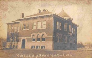 High School Halstead Kansas RPPC Real Photo 1910s postcard