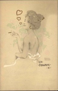 Beautiful Woman Smoking Cigarette Art Nouveau Kirchner LA FAVORITE EXC COND PC