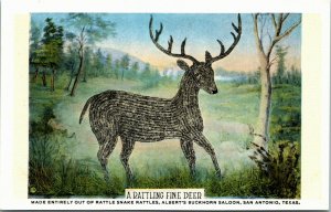 Postcard TX San Antonio A Rattling Fine Deer Albert's Buckhorn Saloon 1920s S50