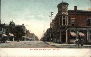 Niles Ohio OH Main St. c1905 Postcard