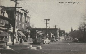 Wallingford Connecticut CT Center Street Scene Classic 1950s Cars Vintage PC