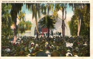 Vintage Postcard 1921 Band Stand Williams Park St. Petersburg FL Concert Venue