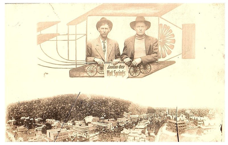 RPPC Postcard Looking Over Hot Springs Air Balloon Frank Dixon 1912