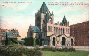 Vintage Postcard Third Episcopal Latin Cross Trinity Church Boston Massachusetts