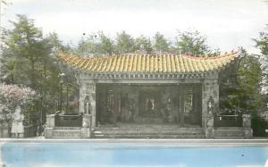 Architecture 1940s Japanese Shrine Buddha Hand Tint RPPC postcard 8200