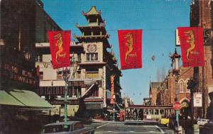 California San Francisco Chinatown Showing California Street Cable Car Crossi...